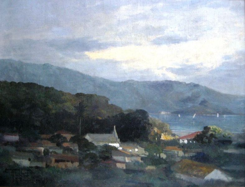 São Domingos, vintage artwork by Antonio Parreiras, 12x8" (A4) Poster