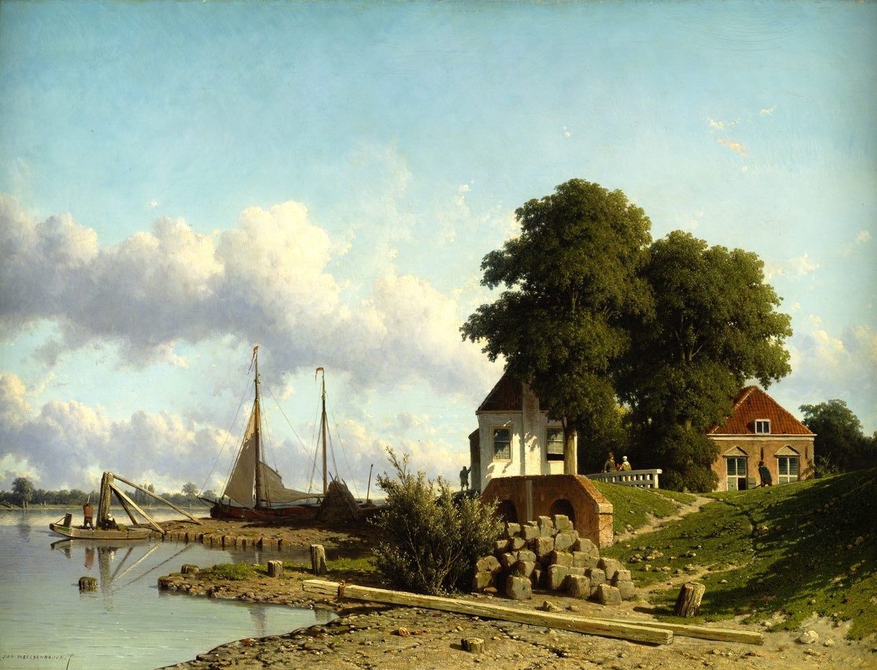 River Lek in Elshout, vintage artwork by Johannes 'Jan' Weissenbruch, 12x8" (A4) Poster