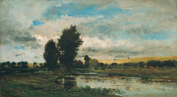 French River Scene, vintage artwork by Charles-François Daubigny, A3 (16x12") Poster Print