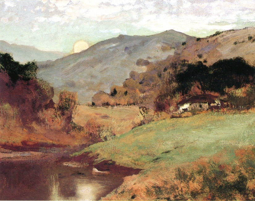 Moonlight near San Rafael, vintage artwork by William Keith, 12x8" (A4) Poster
