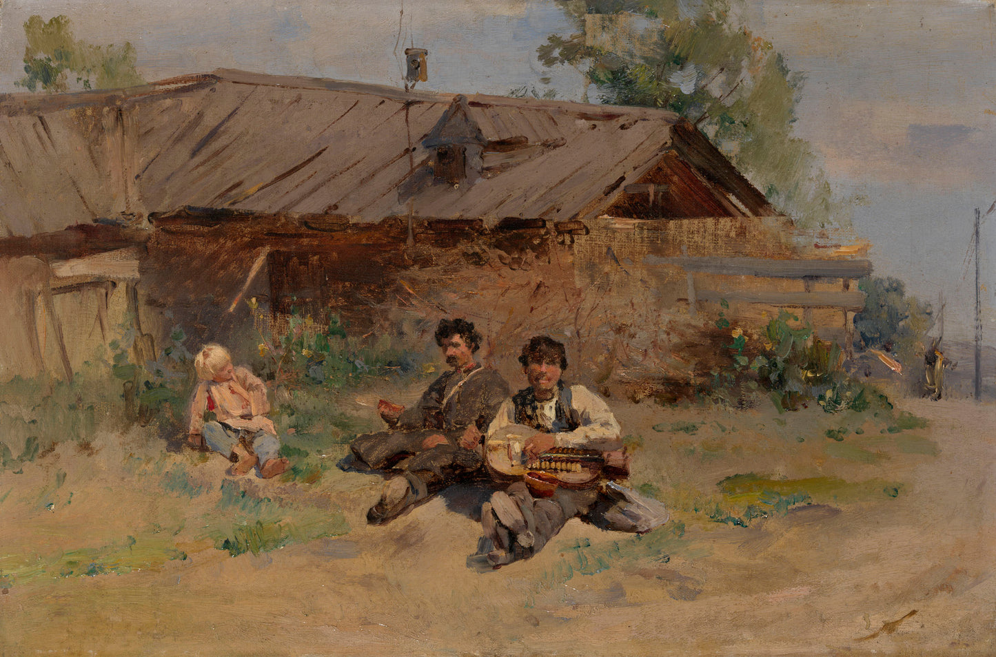 Bandura Players, vintage artwork by Konstantin Yegorovich Makovsky, 12x8" (A4) Poster