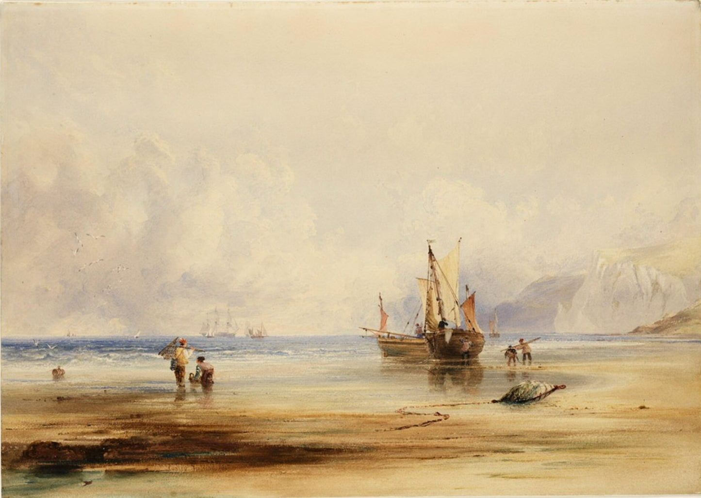 Culver Cliff from Bembridge, vintage artwork by Anthony Vandyke Copley Fielding, 12x8" (A4) Poster