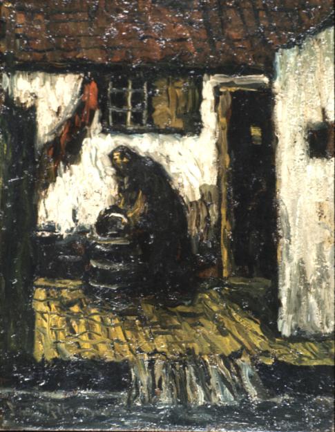 Woman in a courtyard by Suze Robertson,A3(16x12")Poster