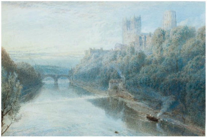 Durham Cathedral at dusk viewed from the River Wear, vintage artwork by Myles Birket Foster, 12x8" (A4) Poster