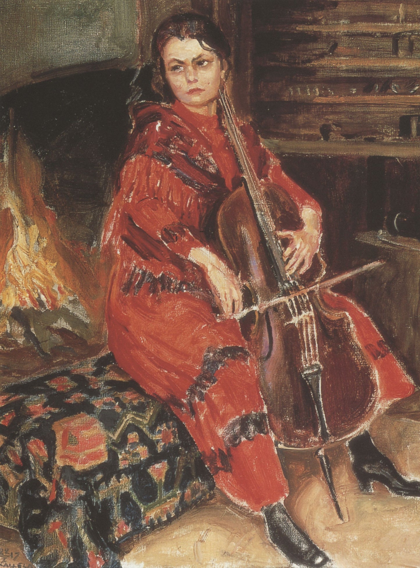 Kirsti playing the cello by Akseli Gallen-Kallela,A3(16x12")Poster