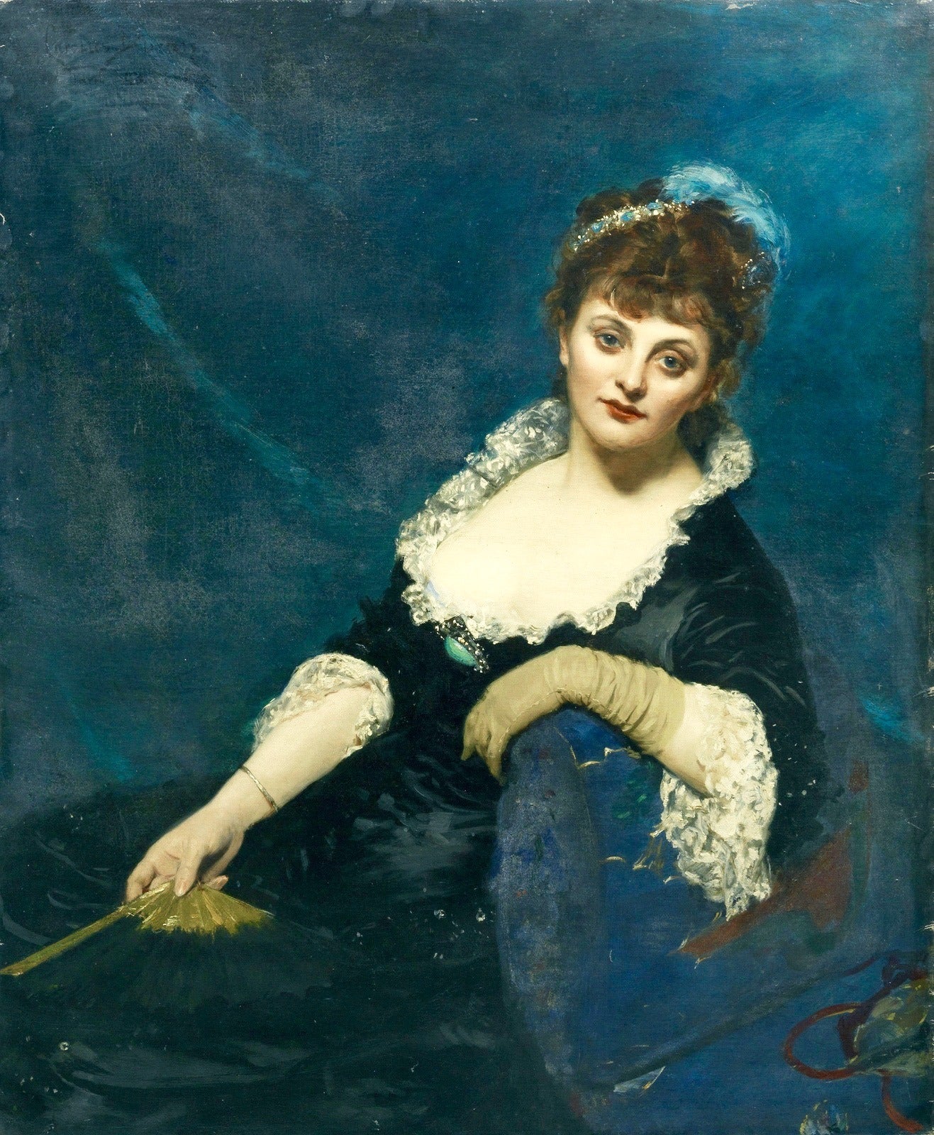 Portrait of Mrs Harry Vane Milbank, nee Alice Sidonie Van den Bergh, vintage artwork by Charles Auguste Émile Durand, 12x8" (A4) Poster