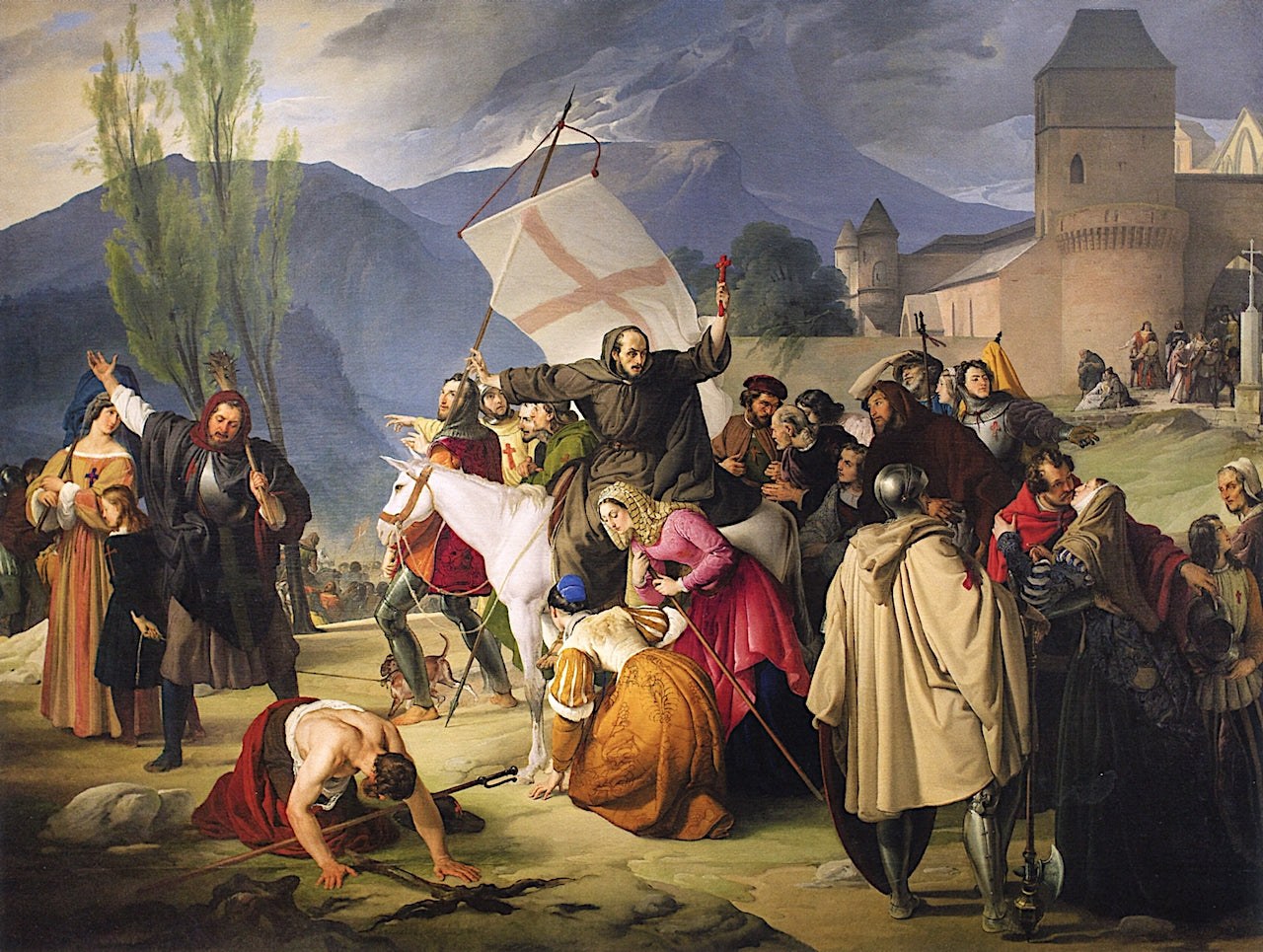 Peter the Hermit Who Rode a White Mule with a Crucifix in Hand..., vintage artwork by Francesco Paolo Hayez, A3 (16x12") Poster Print