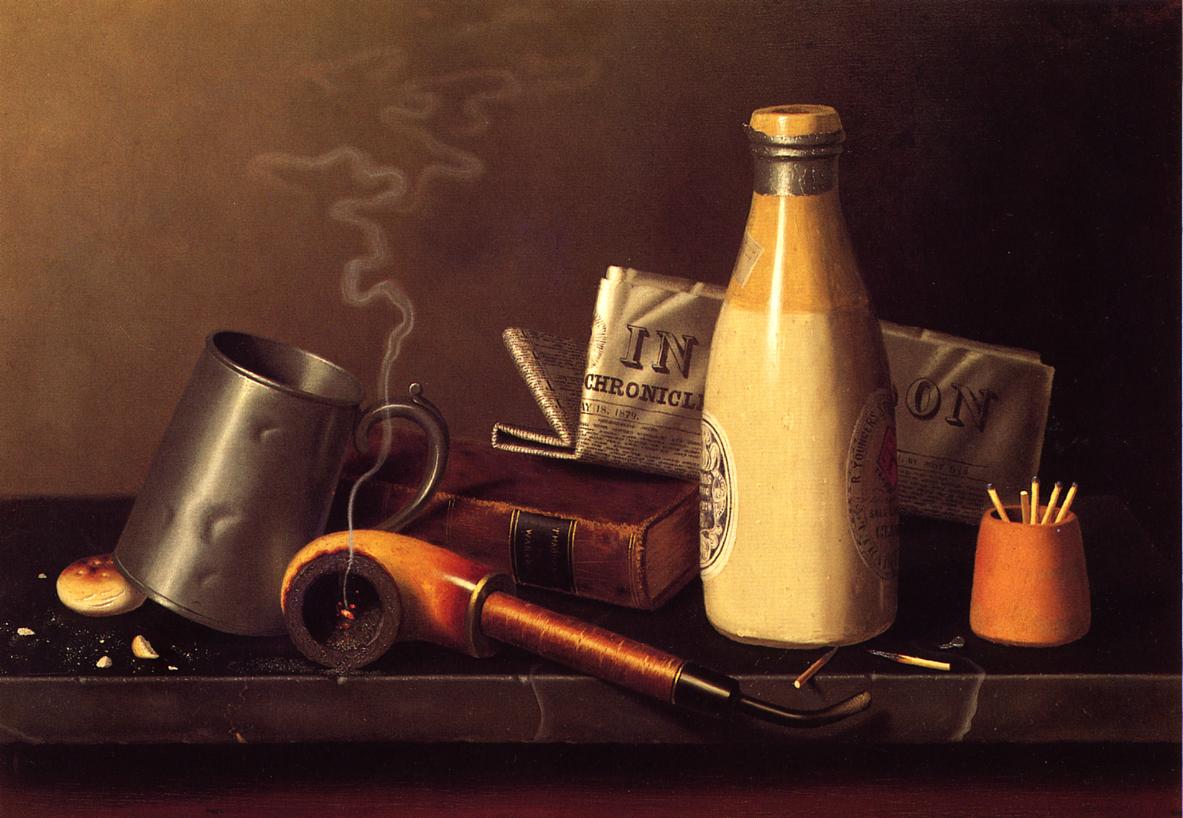 Materials for a Leisure Hour, vintage artwork by William Michael Harnett, 12x8" (A4) Poster