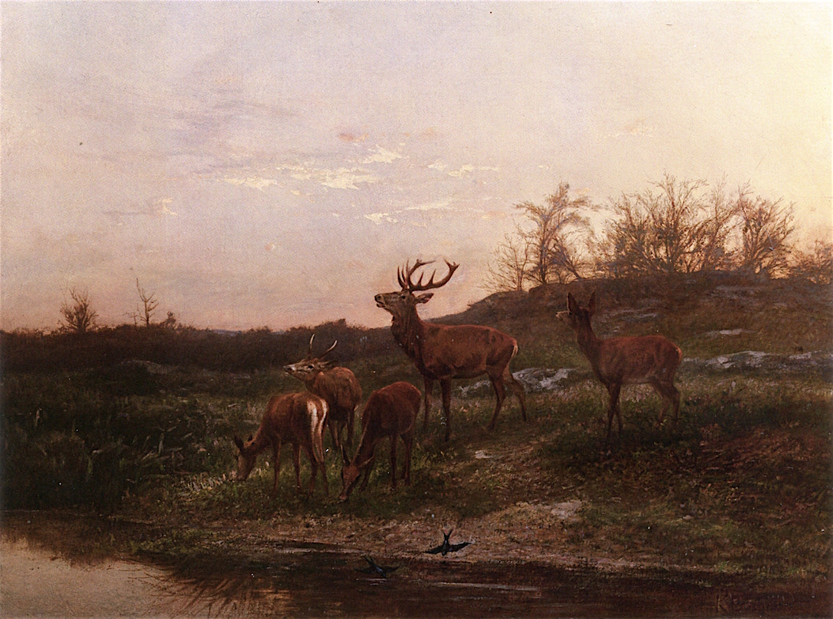 At the Watering Hole, vintage artwork by Karl Bodmer, A3 (16x12") Poster Print