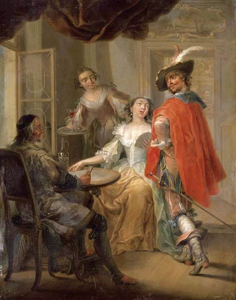 Elegant Company Playing Cards, vintage artwork by Franz Christoph Janneck, 12x8" (A4) Poster
