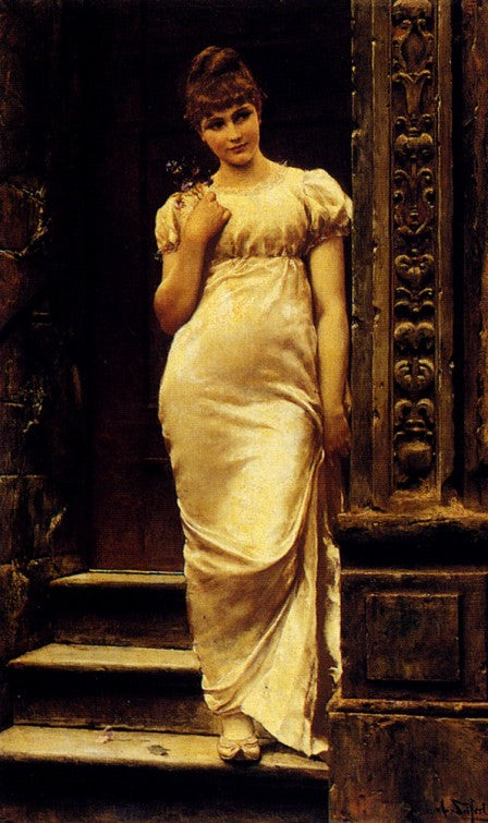 A Young Beauty In A Doorway, vintage artwork by Alfred Seifert, 12x8" (A4) Poster