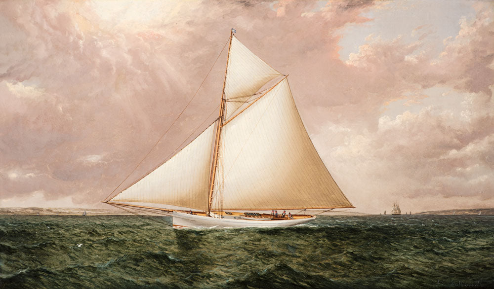 A Gaff Rigged Racing Cutter, vintage artwork by James E. Buttersworth, A3 (16x12") Poster Print