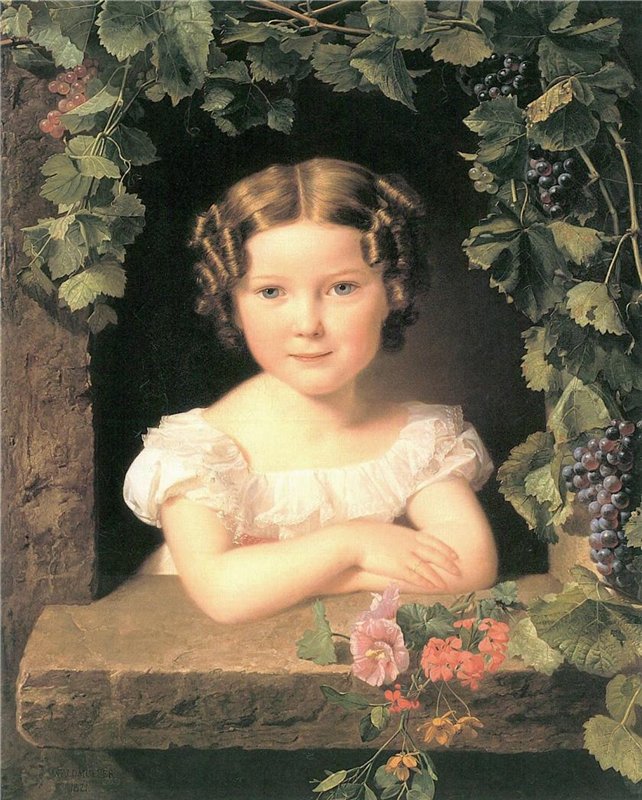 Little Girl in the Window, vintage artwork by Ferdinand Georg Waldmüller, A3 (16x12") Poster Print
