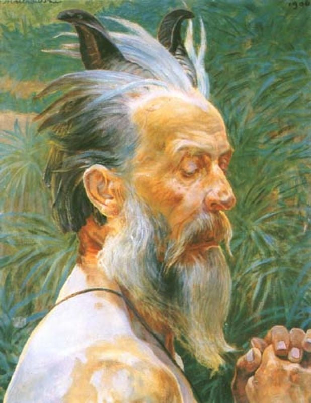 Head of an Old Faun by Jacek Malczewski,A3(16x12")Poster