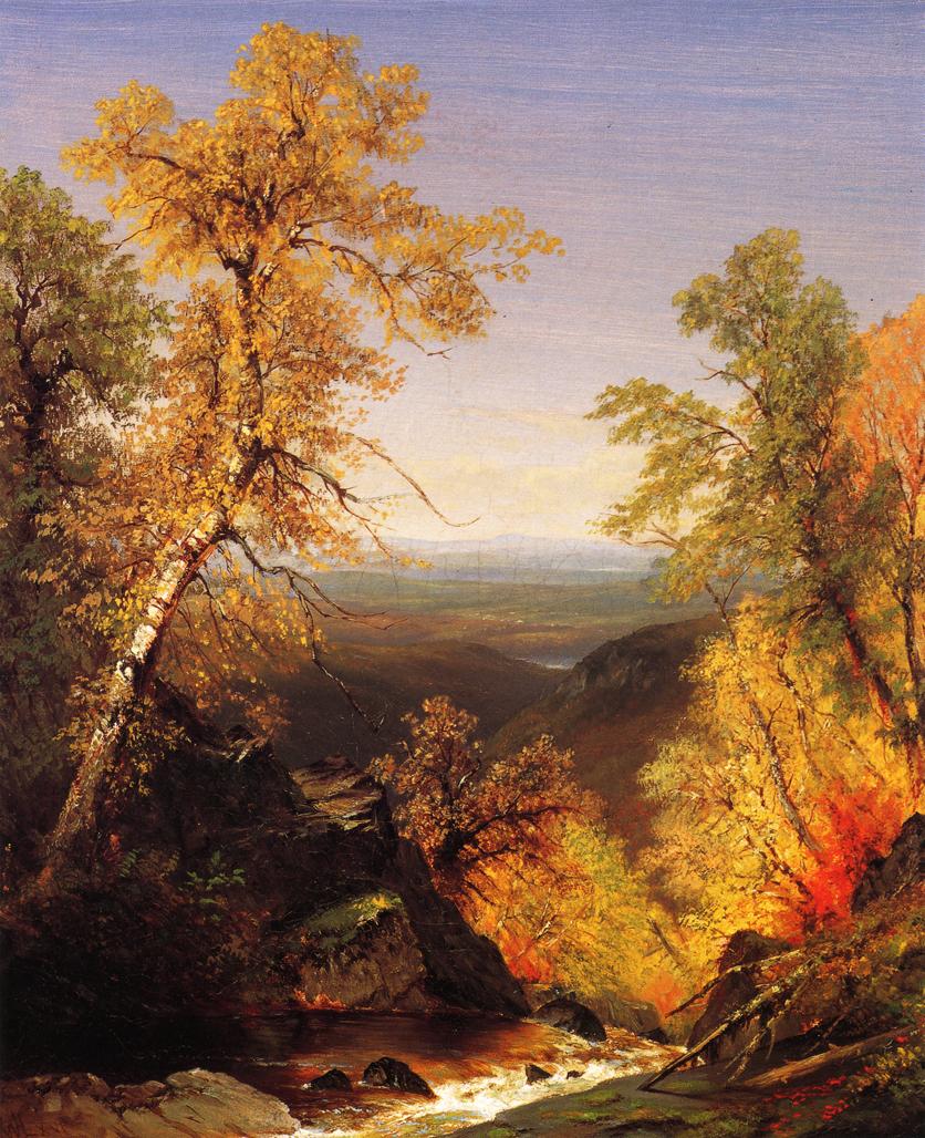 The Top of Kaaterskill Falls, Autumnn, vintage artwork by Richard William Hubbard, A3 (16x12") Poster Print