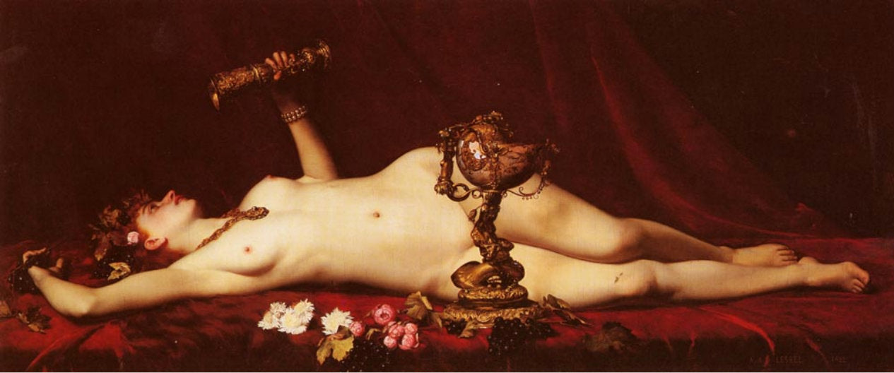 Bacchante Enivree, vintage artwork by Adolphe Alexander Lesrel, 12x8" (A4) Poster