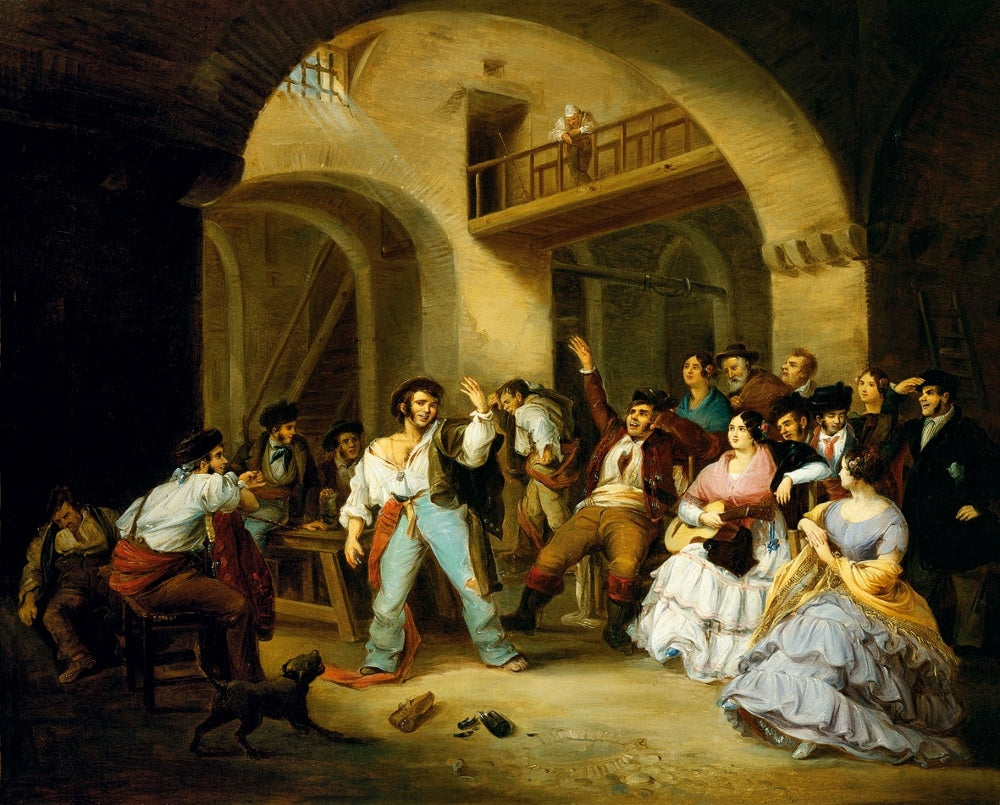 A drunkard at an inn, vintage artwork by Manuel Cabral Aguado Bejarano, 12x8" (A4) Poster