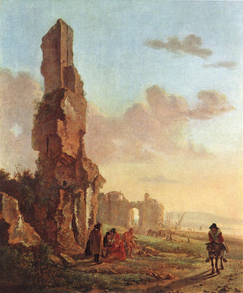 Ruins at the Sea, vintage artwork by Jan Both, 12x8" (A4) Poster