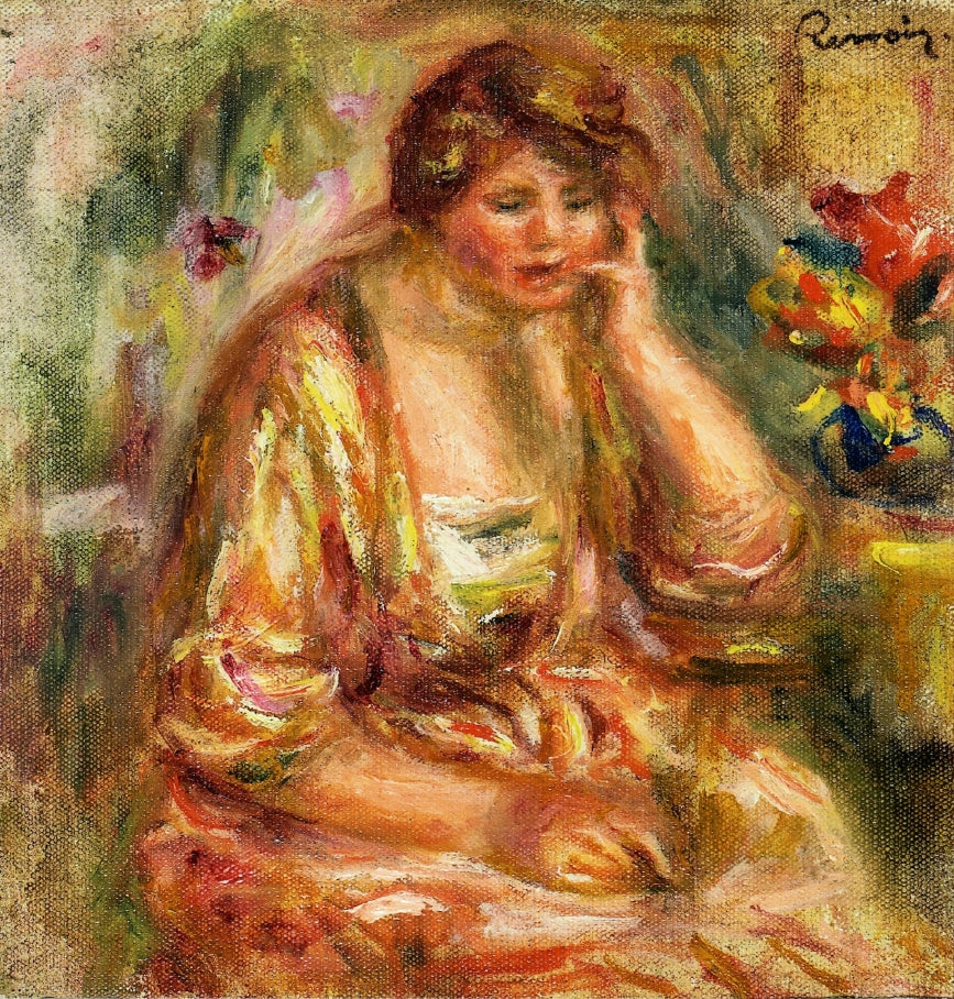 Andree in a Pink Dress, vintage artwork by Pierre Auguste Renoir, 12x8" (A4) Poster