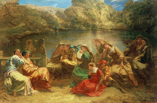 The seventh day of the Decameron, vintage artwork by Paul Falconer Poole, R.A., R. I., A3 (16x12") Poster Print