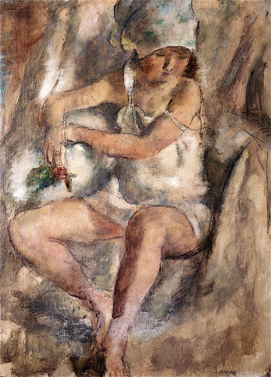 Girl in a Turban with Rose by Jules Pascin,16x12(A3) Poster