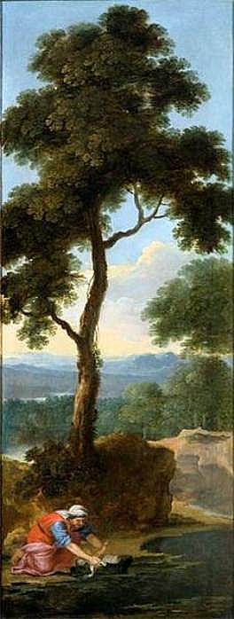 The Life of Moses 01 - Moses Put Down by the Nile, vintage artwork by Attributed to Henri Mauperche, 12x8" (A4) Poster