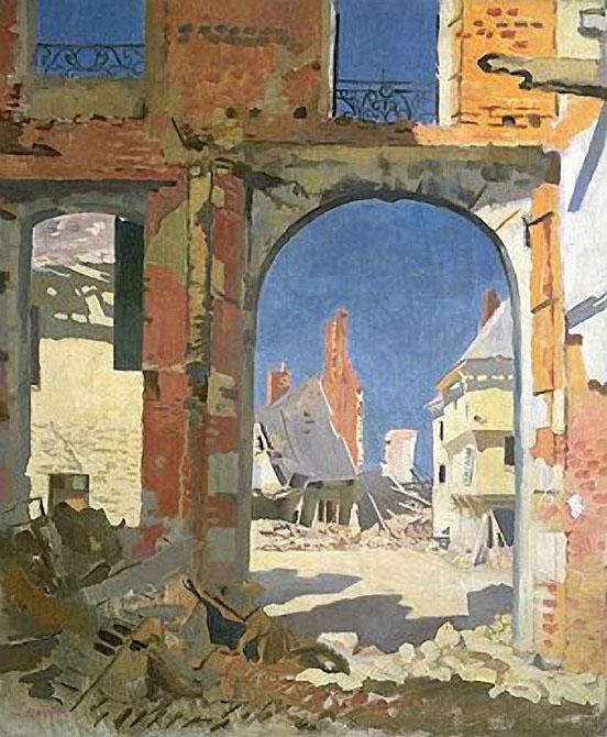 The Girls College, Peronne, vintage artwork by Sir William Orpen, R.A., R.H.A., 12x8" (A4) Poster