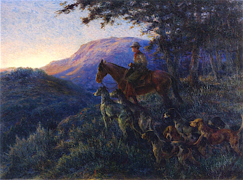 Enjoying Sunset after a Long Day's Hunt, vintage artwork by Edmond H. Osthaus, 12x8" (A4) Poster