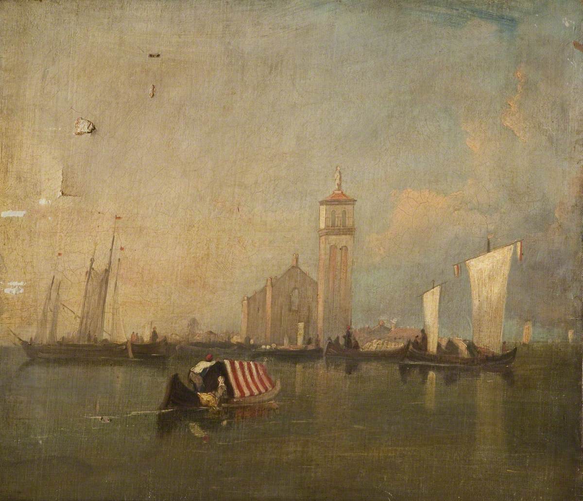 North Italian Coastal Scene, vintage artwork by Attributed to Clarkson Frederick Stanfield, A3 (16x12") Poster Print