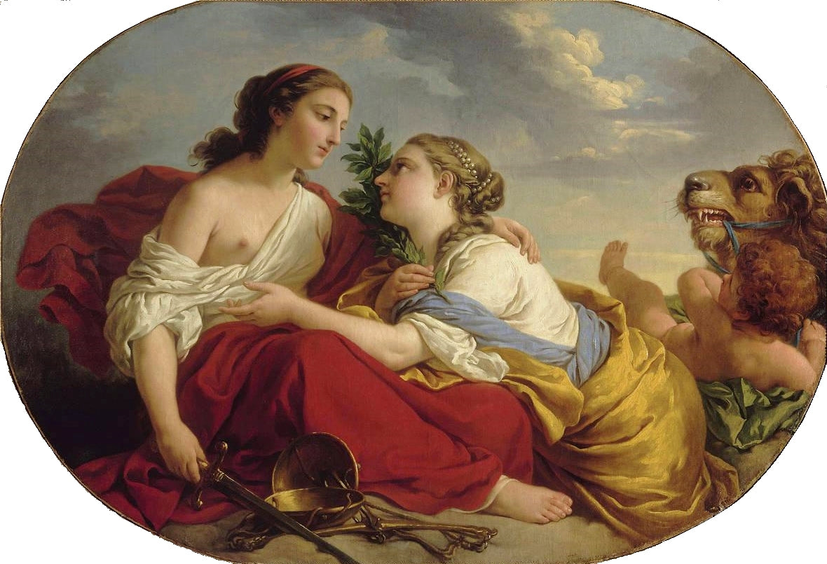 Justice and Clemencia, vintage artwork by Louis Jean François Lagrenee, 12x8" (A4) Poster