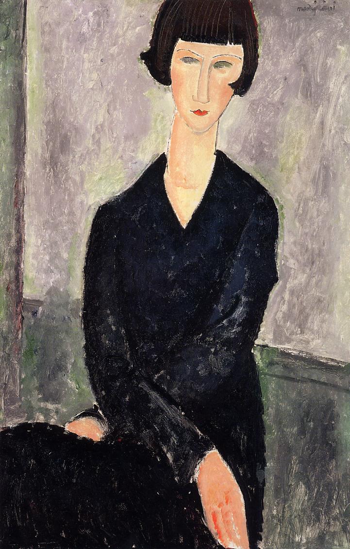 The Black Dress, vintage artwork by Amedeo Modigliani, 12x8" (A4) Poster