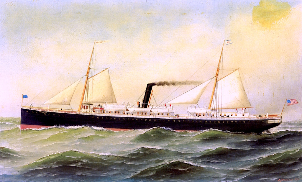 The Steamship , vintage artwork by Antonio Jacobsen, 12x8" (A4) Poster