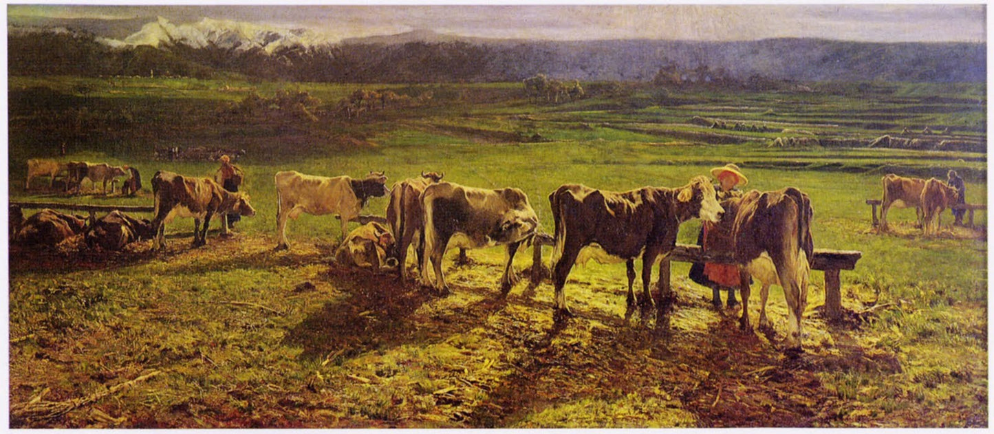 Alla stanga, vintage artwork by Giovanni Segantini, 12x8" (A4) Poster