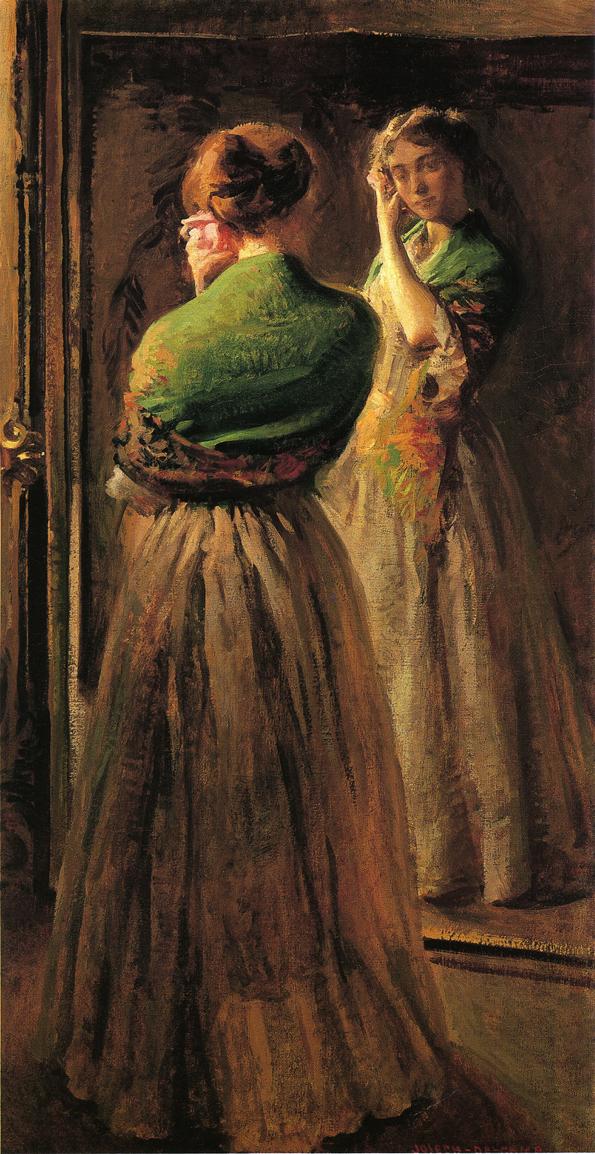 Girl with a Green Shawl by Joseph Rodefer DeCamp,A3(16x12")Poster