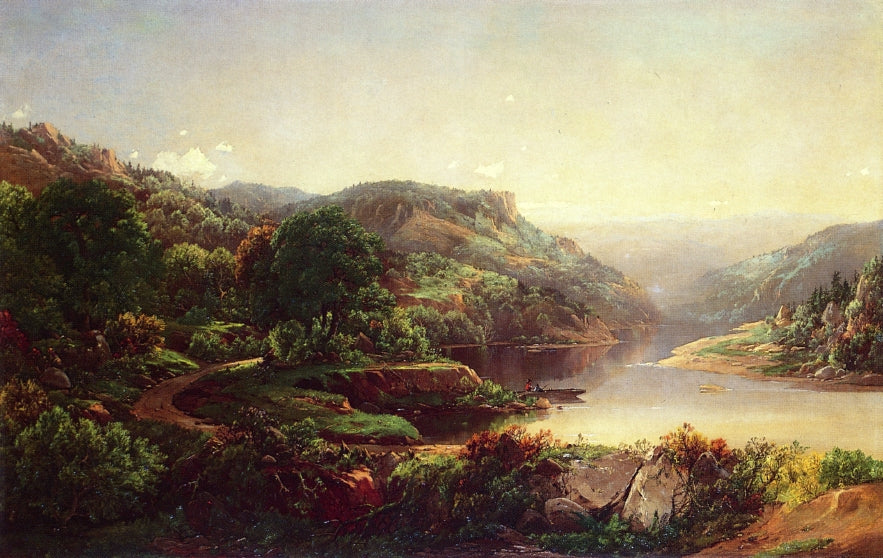 Boating on a Mountain River, vintage artwork by William Louis Sonntag, Sr, 12x8" (A4) Poster