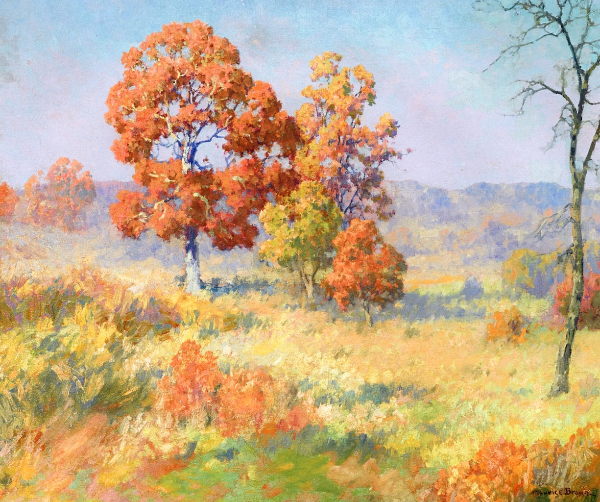 Autumn Oaks, vintage artwork by Maurice Braun, 12x8" (A4) Poster