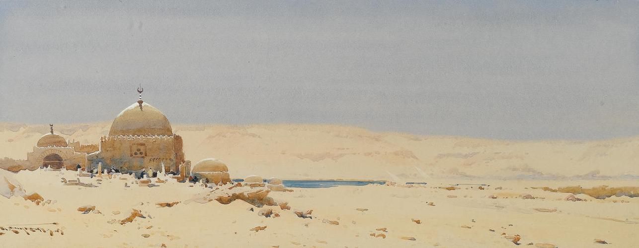 A Sheik's Tomb in the Desert, vintage artwork by Augustus Osborne Lamplough, 12x8" (A4) Poster
