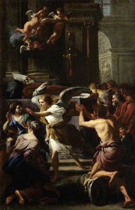 The Veneration of Saint Lambert, vintage artwork by Jan Miel, 12x8" (A4) Poster