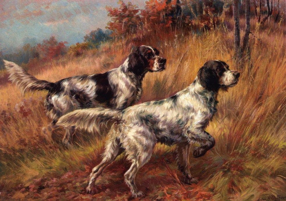 American Llewelyns on Point, vintage artwork by Edmond H. Osthaus, 12x8" (A4) Poster