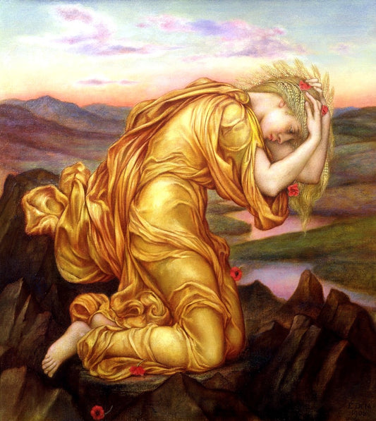 Demeter Mourning for Persephone, vintage artwork by Evelyn de Morgan, 12x8" (A4) Poster