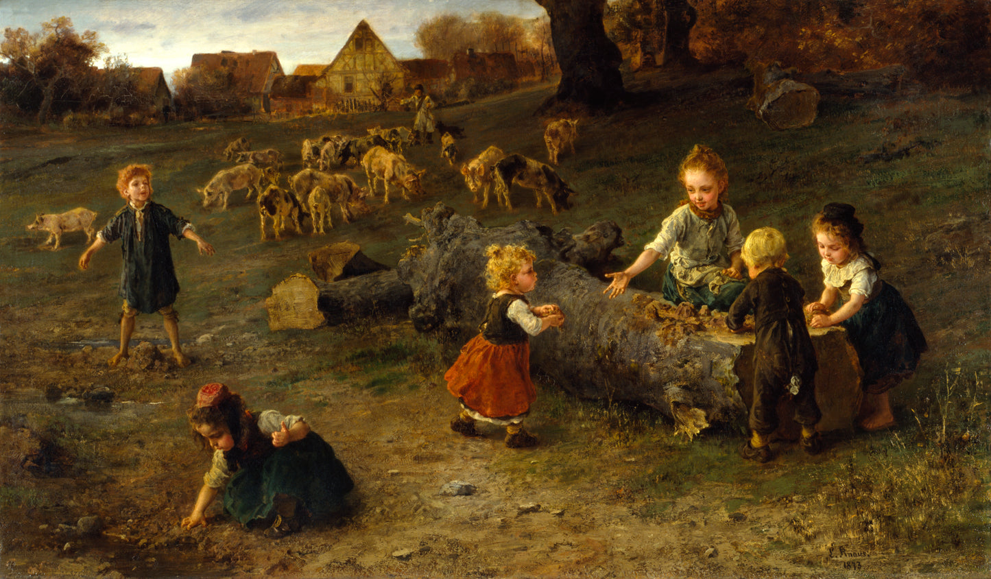 Mud Pies, vintage artwork by Ludwig Knaus, 12x8" (A4) Poster