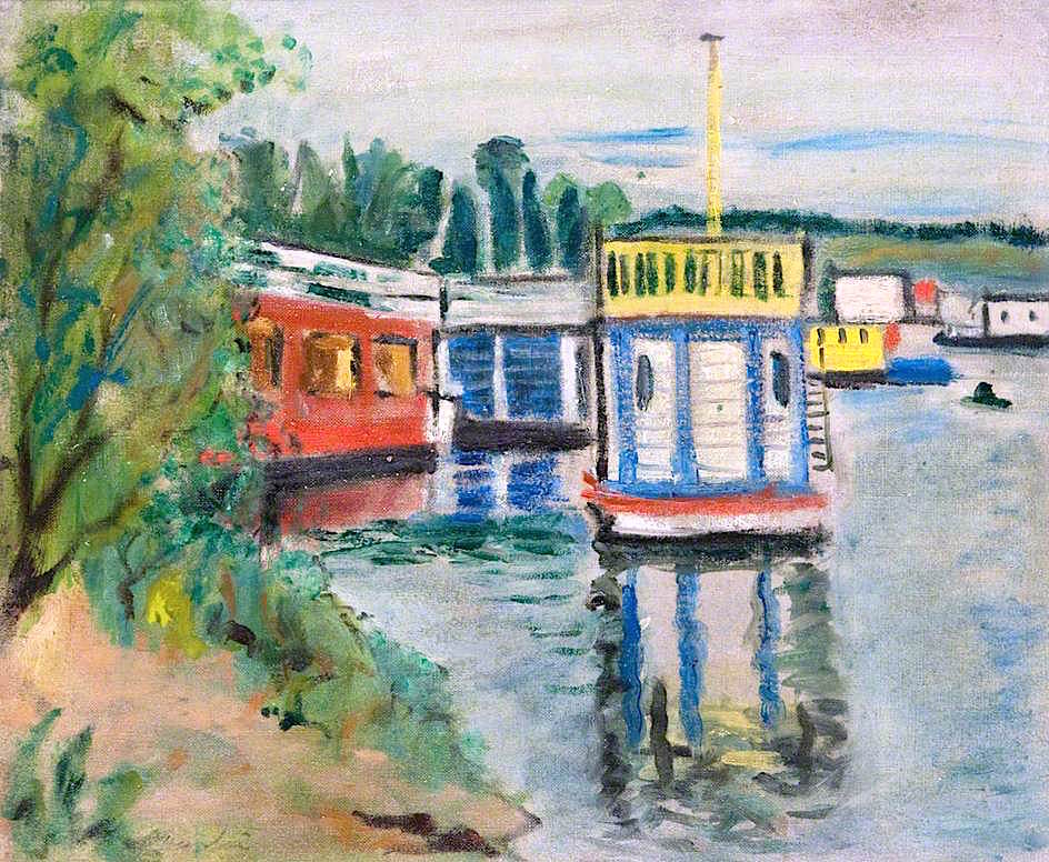 Houseboats on Loch Lomond by George Leslie Hunter,16x12(A3) Poster