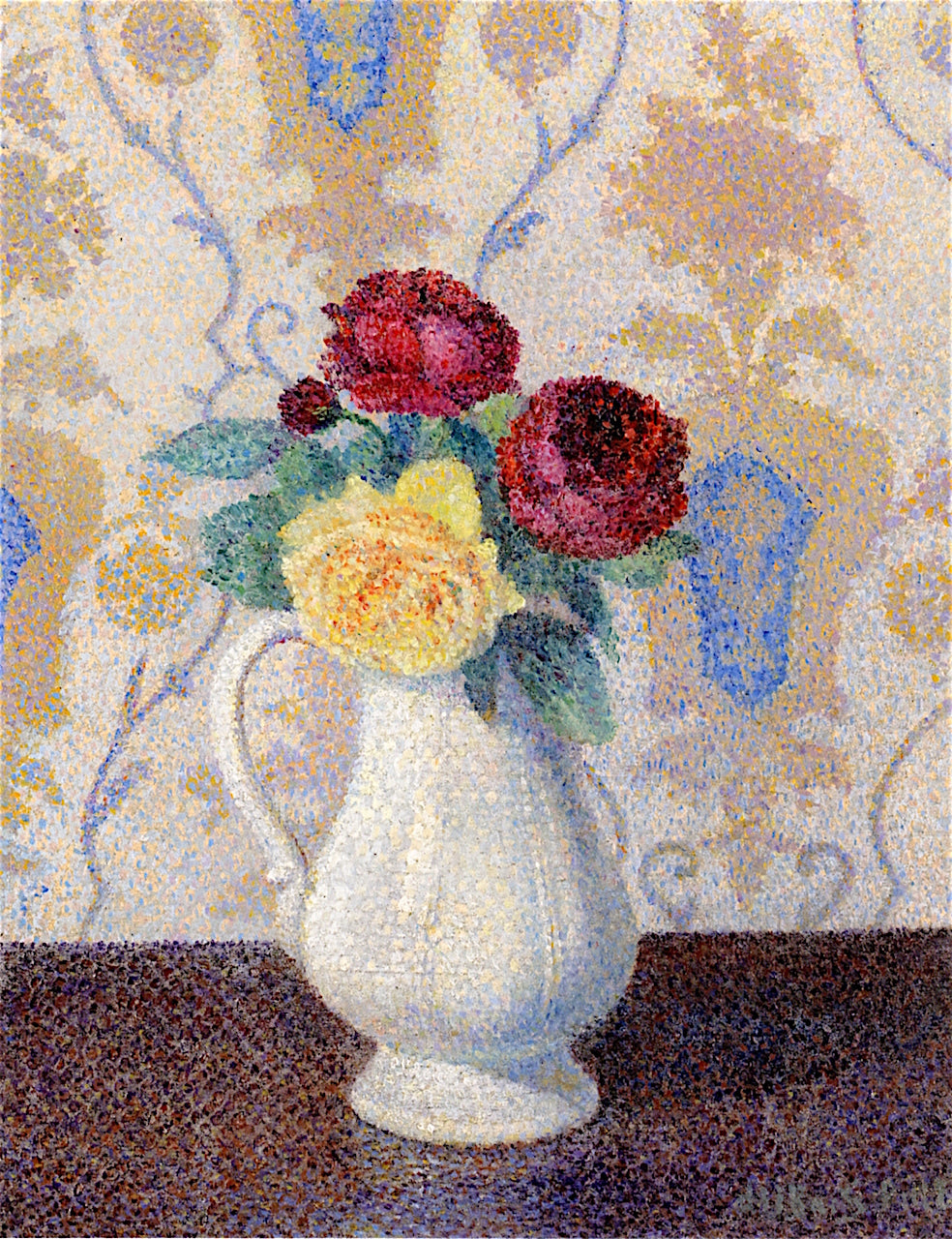 Bouquet of Flowers in a Vase, vintage artwork by Albert Dubois-Pillet, 12x8" (A4) Poster