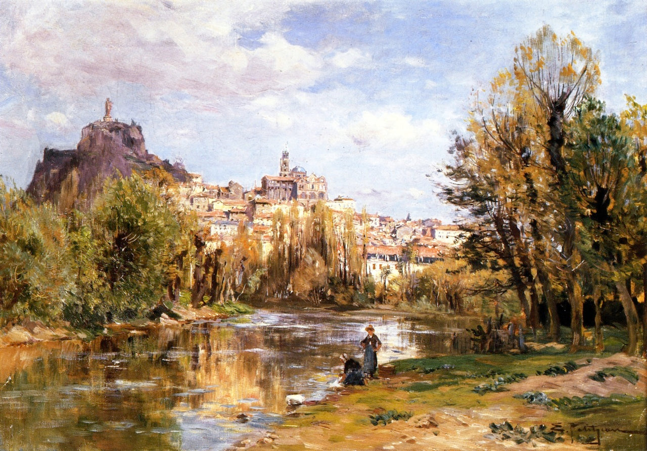 The Village of Puy en Vallay by Hippolyte Petitjean,A3(16x12")Poster