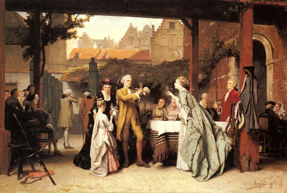 Toasting the Winner, vintage artwork by Auguste Serrure, 12x8" (A4) Poster