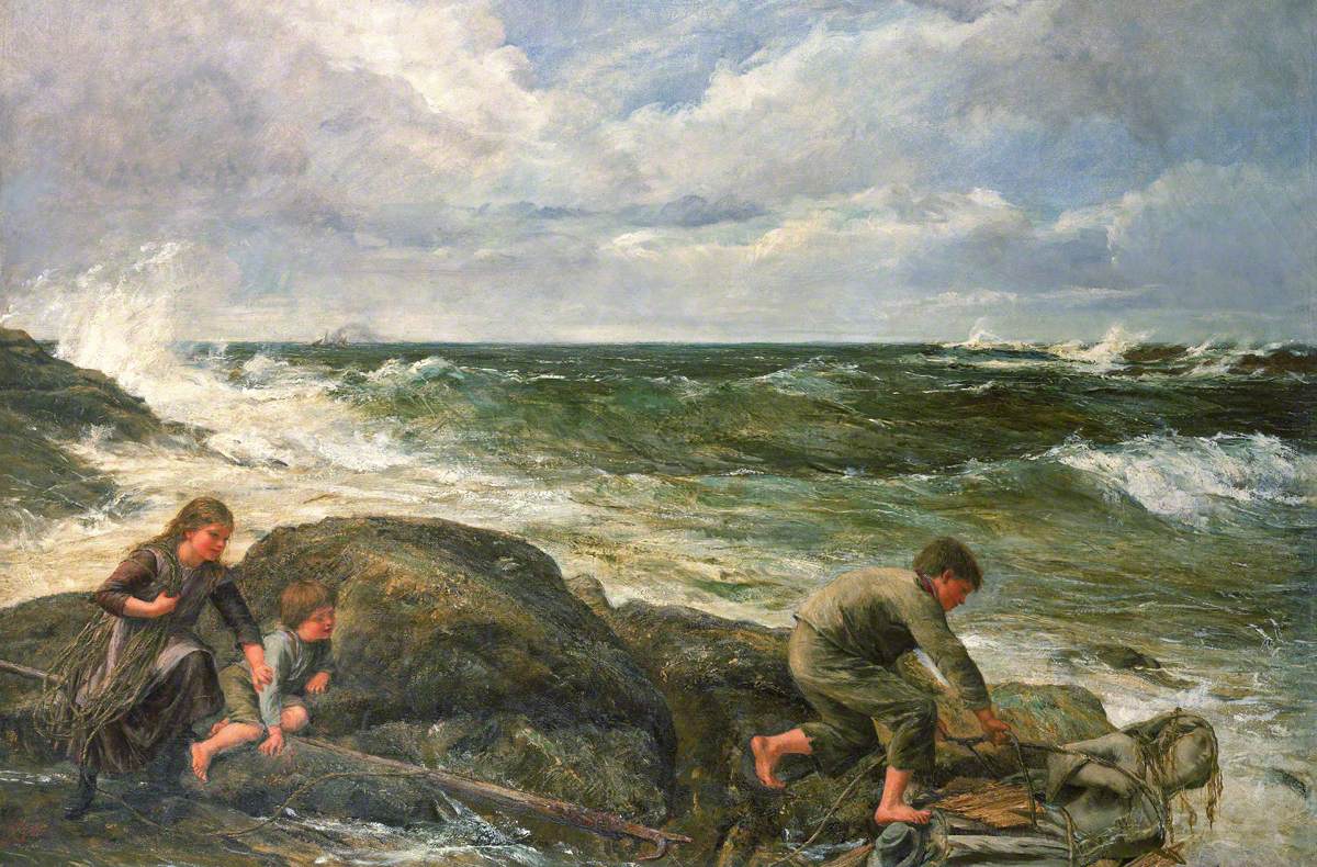 Catching a Mermaid, vintage artwork by James Clarke Hook, R.A., A3 (16x12") Poster Print