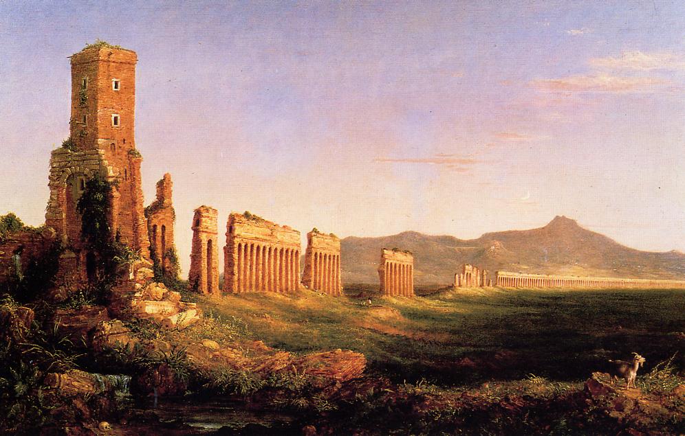Aqueduct near Rome, vintage artwork by Thomas Cole, A3 (16x12") Poster Print