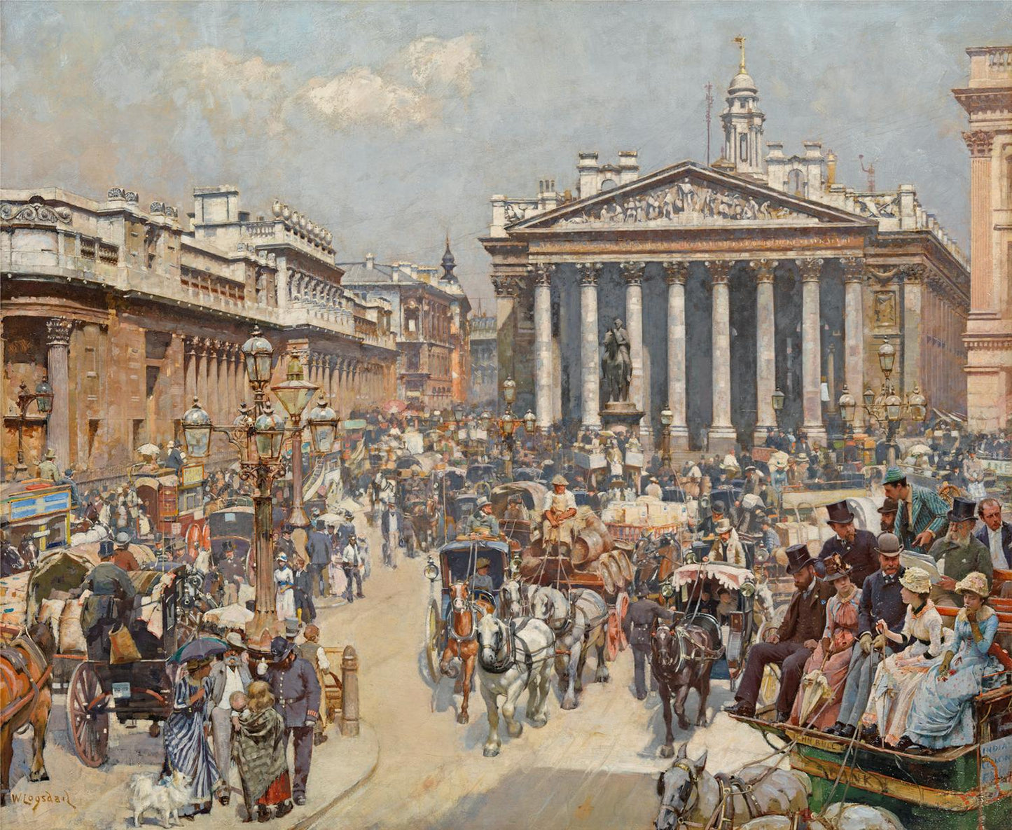The Bank and the Royal Exchange, vintage artwork by William Logsdail, 12x8" (A4) Poster