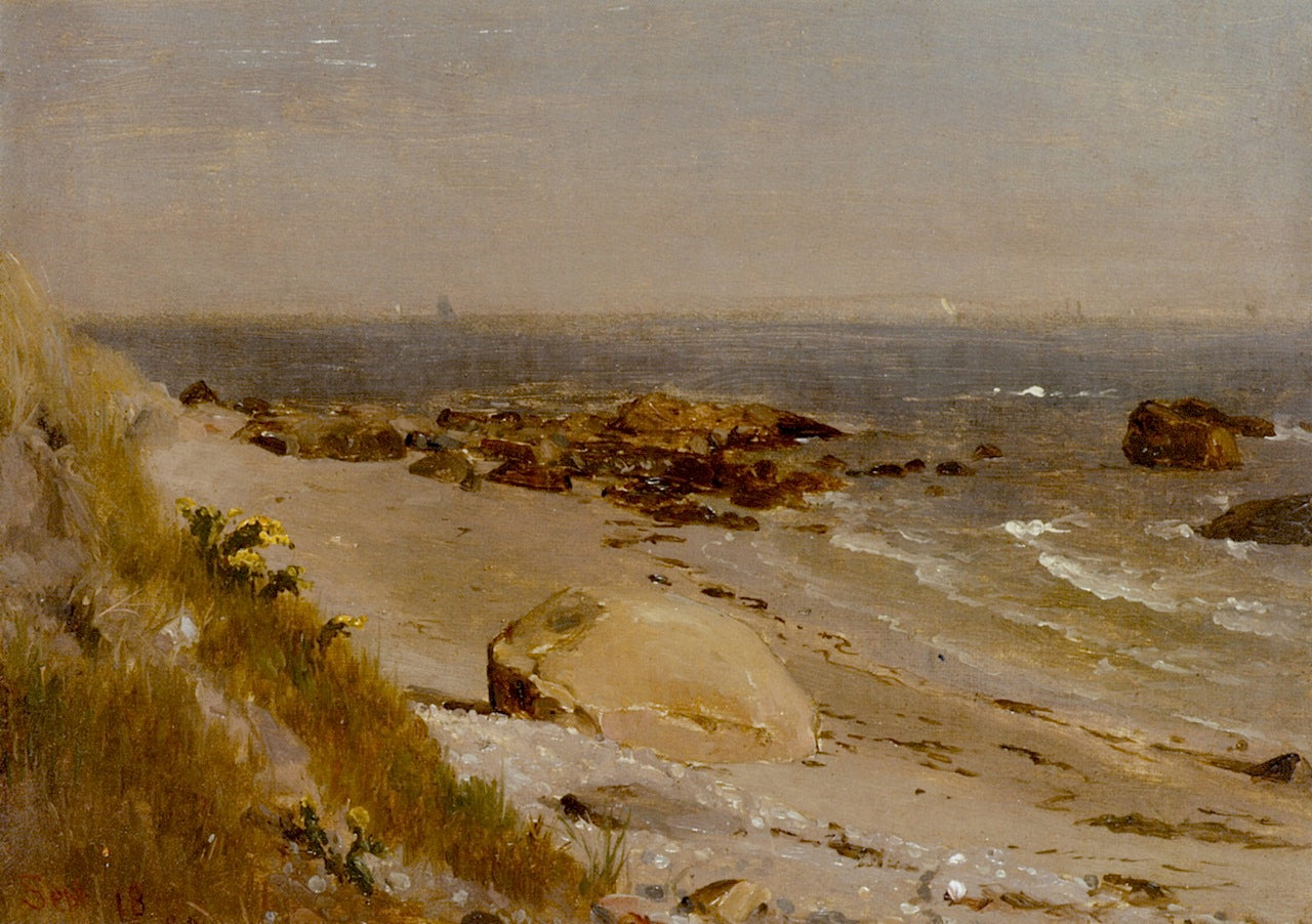 Beach Scene, Narragansett Bay, vintage artwork by Thomas Worthington Whittredge, A3 (16x12") Poster Print
