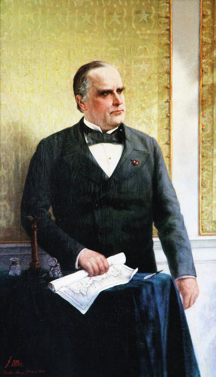 Portrait of President William McKinley, vintage artwork by Francisco Oller, 12x8" (A4) Poster